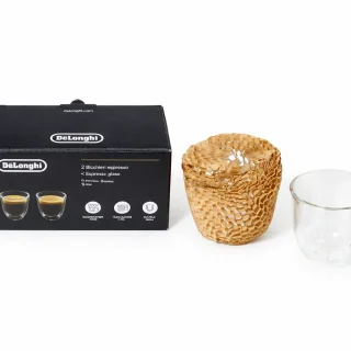 DeLonghi Vasos de Café Espresso AS00009914 - Set 2 Vasos Doble Pared Vidrio Borosilicato 90ml