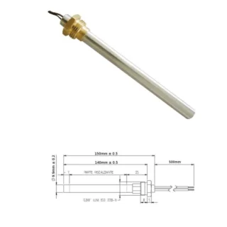 Resistencia estufa pellet 140mm x 9.9 3/8 280W HT62651