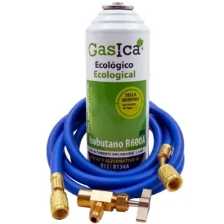 Gas refrigerante GASICA D2 - R12 R134a + manguera carga 1/4"x1/4" + válvula