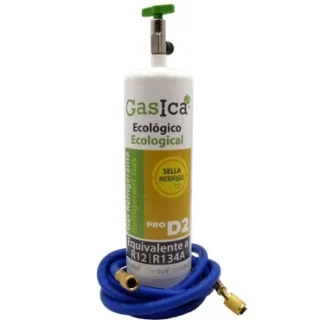 Gas refrigerante ecológico GASICA PRO D2 - R12 R134a + manguera carga 1/4"x1/4"