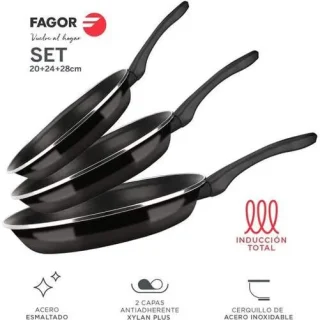 FAGOR Set sartenes OPTIMAX Ø20 Ø24 Ø28 negro