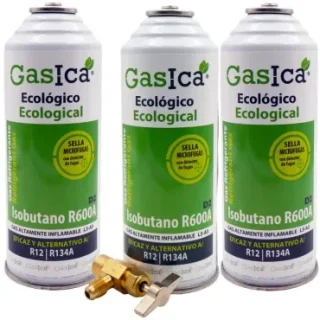Pack 3 botellas gas refrigerante GASICA D2 - R12 R134a + llave de servicio