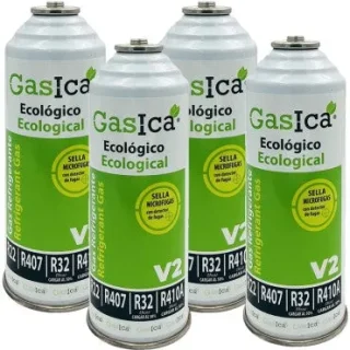 Pack 4 botellas gas refrigerante GASICA V2 - R22-R32-R407-R290-R410A
