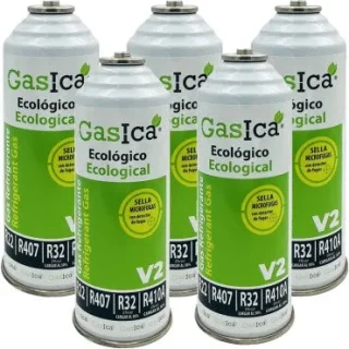 Pack 5 botellas gas refrigerante GASICA V2 - R22-R32-R407-R290-R410A