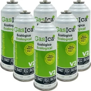 Pack 6 botellas gas refrigerante GASICA V2 - R22-R32-R407-R290-R410A