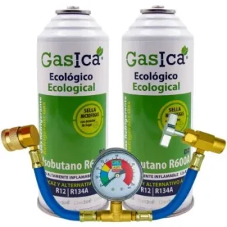 Pack gas refrigerante GASICA D2 - R12 R134a + manómetro
