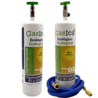 Pack gas refrigerante GASICA PRO D2 - R12 R134a + manguera carga 1/4"x1/4"
