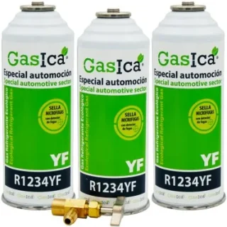 Pack 3 botellas gas refrigerante GASICA YF - R1234yf + llave de servicio