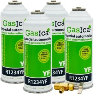 Pack 4 botellas gas refrigerante GASICA YF - R1234yf + llave de servicio