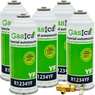 Pack 5 botellas gas refrigerante GASICA YF - R1234yf + llave de servicio