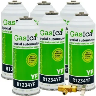 Pack 6 botellas gas refrigerante GASICA YF - R1234yf + llave de servicio